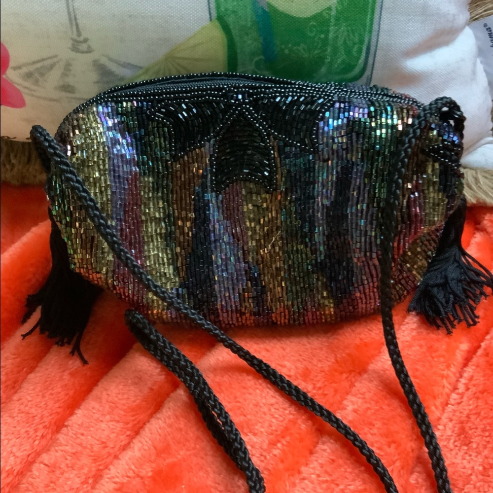 Vintage Beaded multi/color mini Purse - Picture 3 of 15